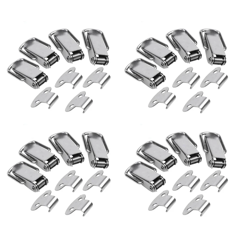 AT29-Cabinet Silver Tone Spring Loaded Toggle Switch Latch Hasp 16 Pcs