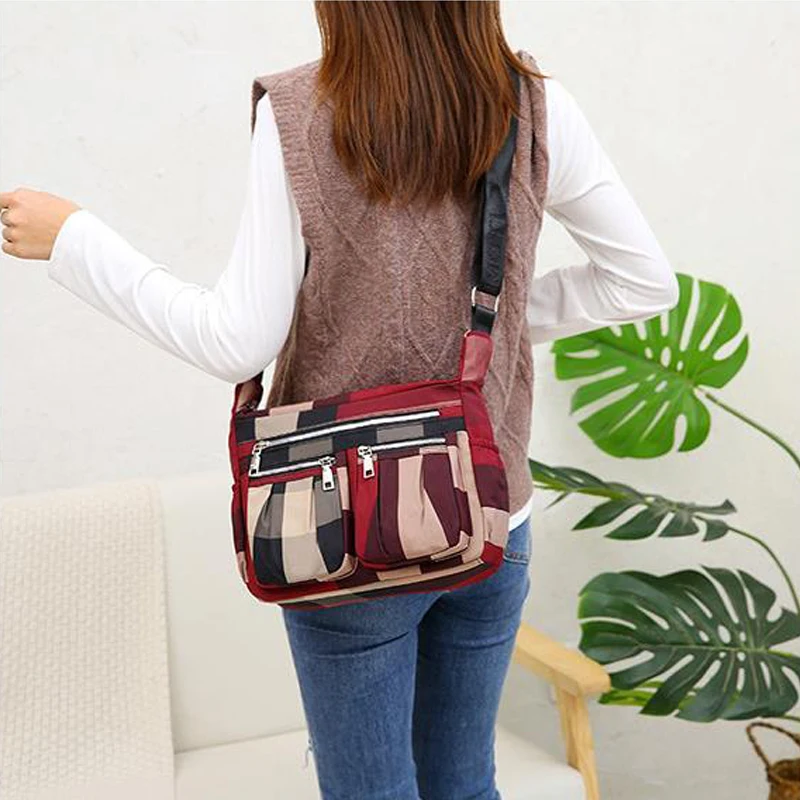 Vintage Shoulder Bag for Woman Casual Travel Messenger Bags Women Stripe Handbags Large Capacity Mommy Crossbody Bag Sac A Main