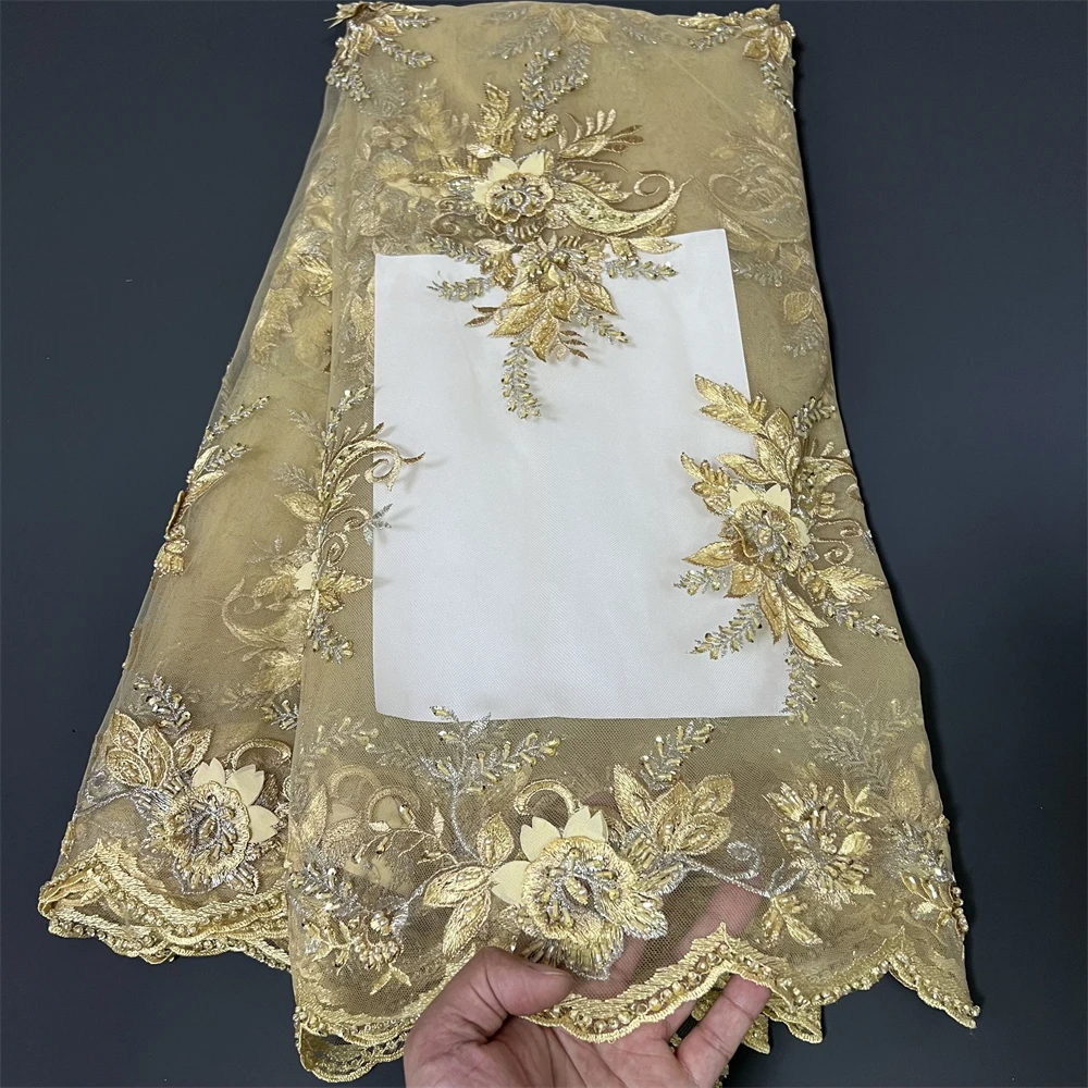 

New Arrival African Water Soluble Sequins Lace Fabric 2025 High Quality Nigerian Guipure Cord Lace Fabric For Woman Praty Dress