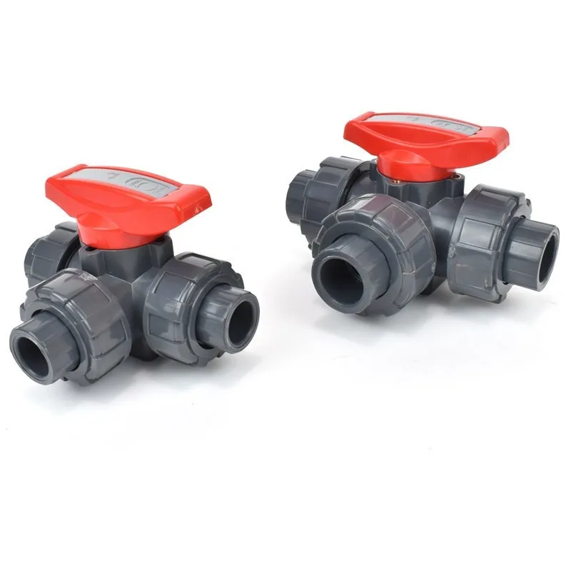 UPVC three-way ball valve L-type three-way ball valve T-type three-way ball valve socket resistance