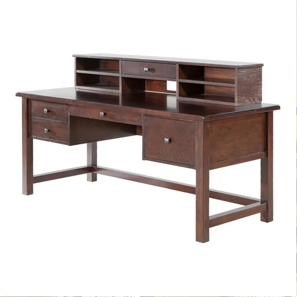 

Y American countryside desk, European Mediterranean furniture, modern and simple office desk, solid wood desk ﻿