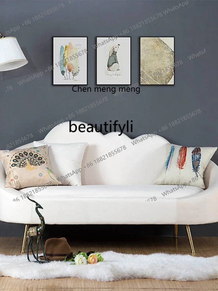 

zq Nordic Affordable Luxury Fashion Cloud Sofa Stainless Steel Velvet Fabric Creative Modern