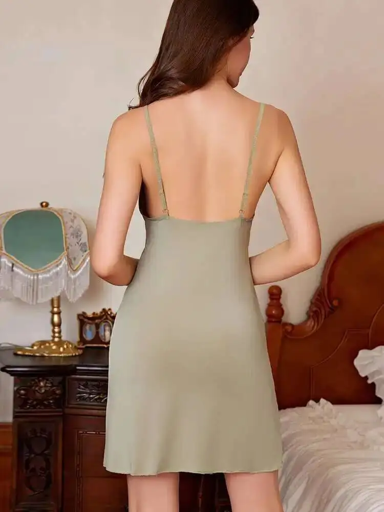 Sexy Neue Tiefe V Strap Einfarbig Aushöhlen Kleid Schlank Backless Tiefem V Hosenträger Ärmellose Wrap Hüfte Kleid Casual Süße LFGN