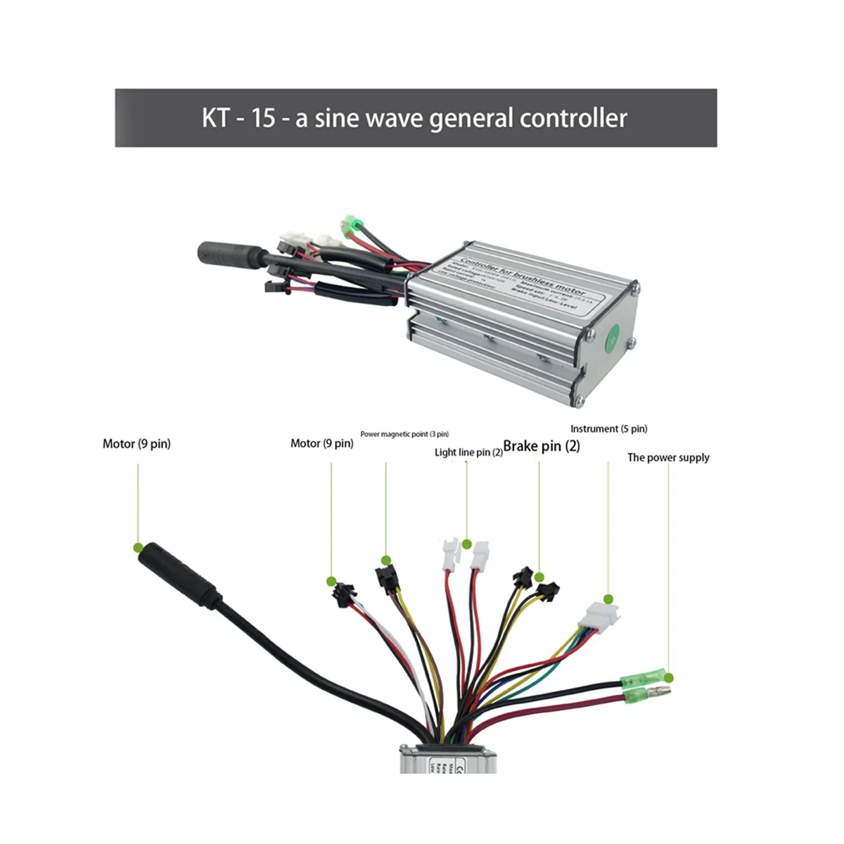 36V 48V 250W E-Bike 15A Sine Wave Brushless Controller with LED900S Display E-Bike Light Display