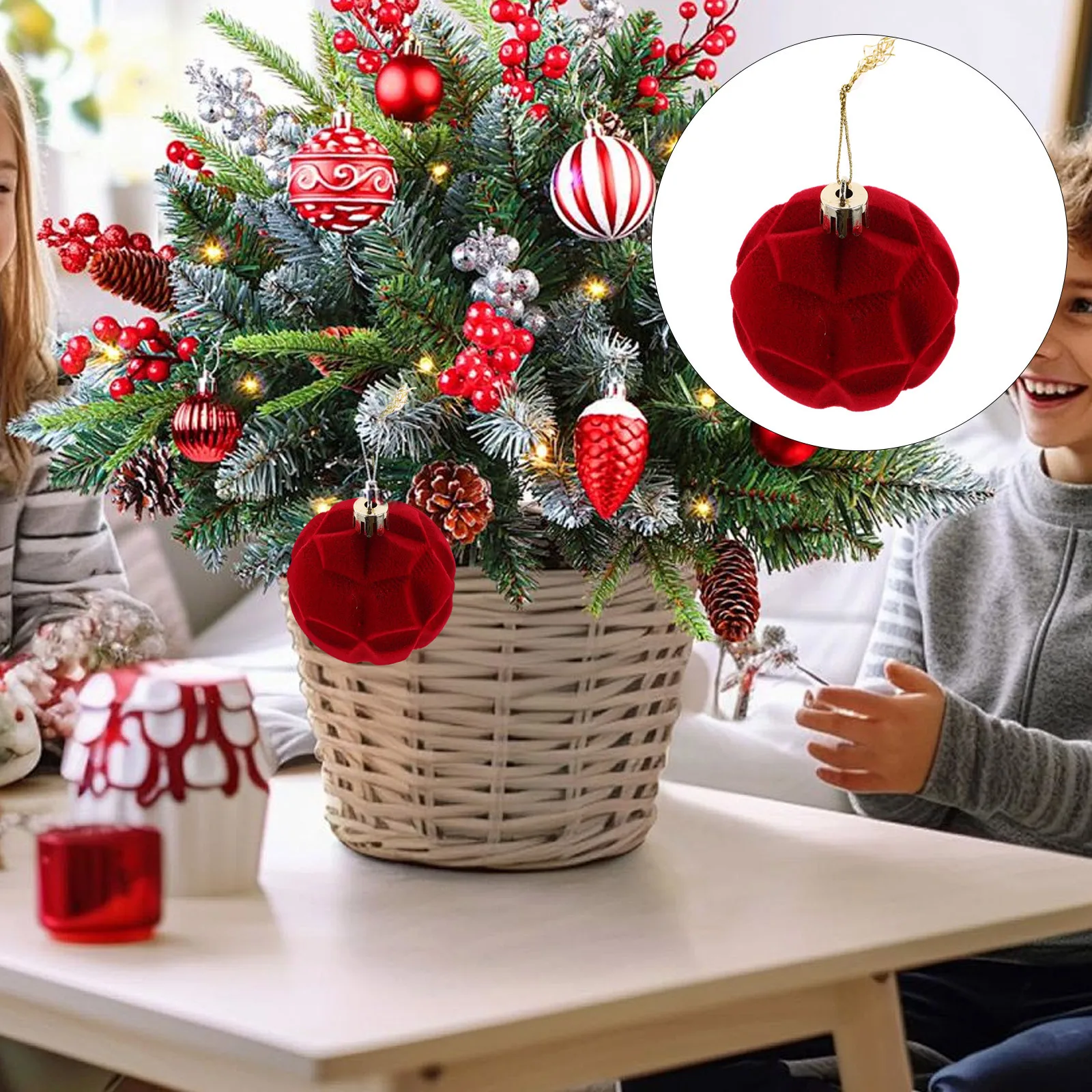 

12pcs Christmas Tree Balls 6Cm Flocked Ornaments Soft Touch Holiday Decor Xmas Pendant Mini Tree Decorations Party Supplies