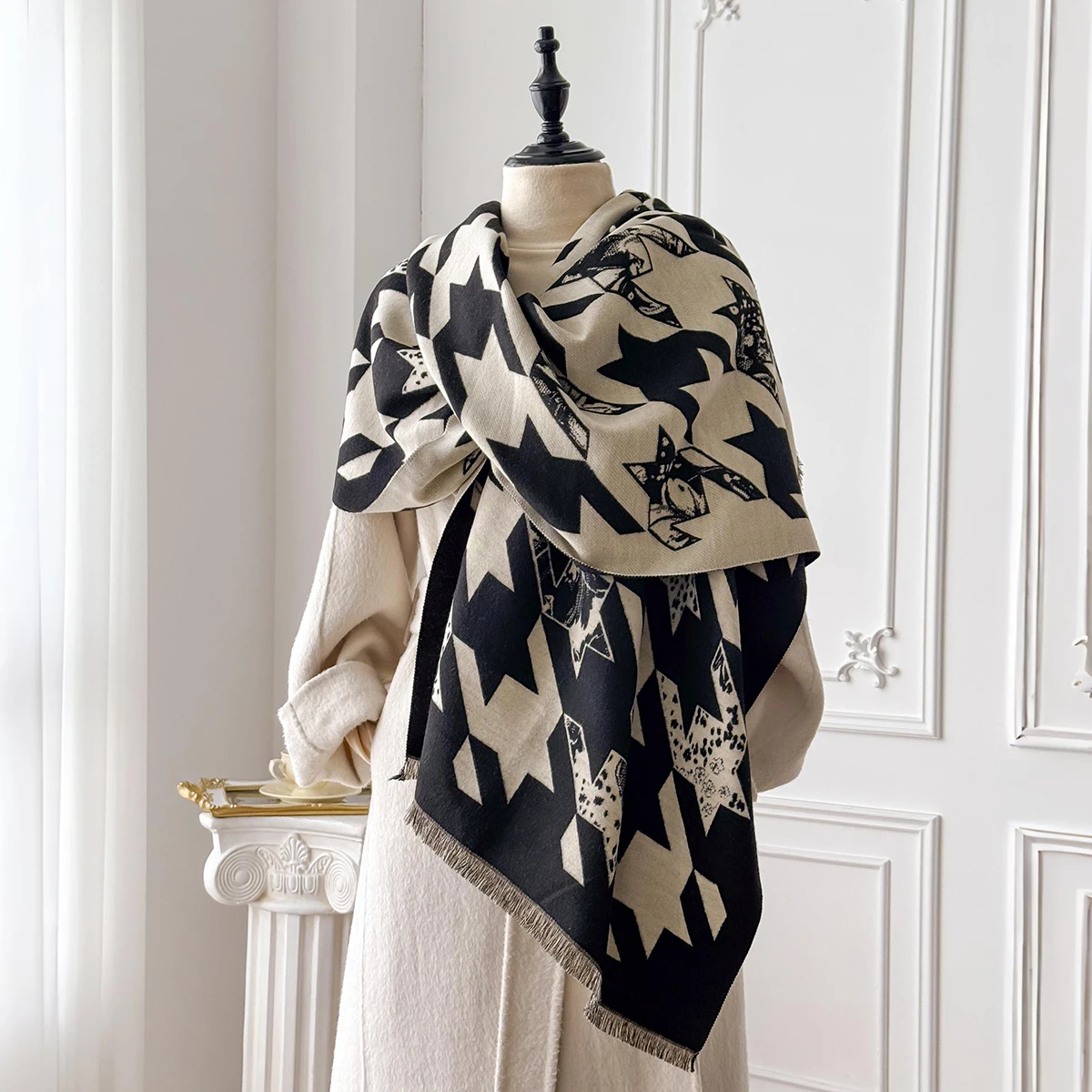 وشاح شتوي من الكشمير الصناعي للجنسين - تصميم دافئ وعصري مع ملابس في اتجاهين، فائق النعومة وعملي للأيام الباردة #4