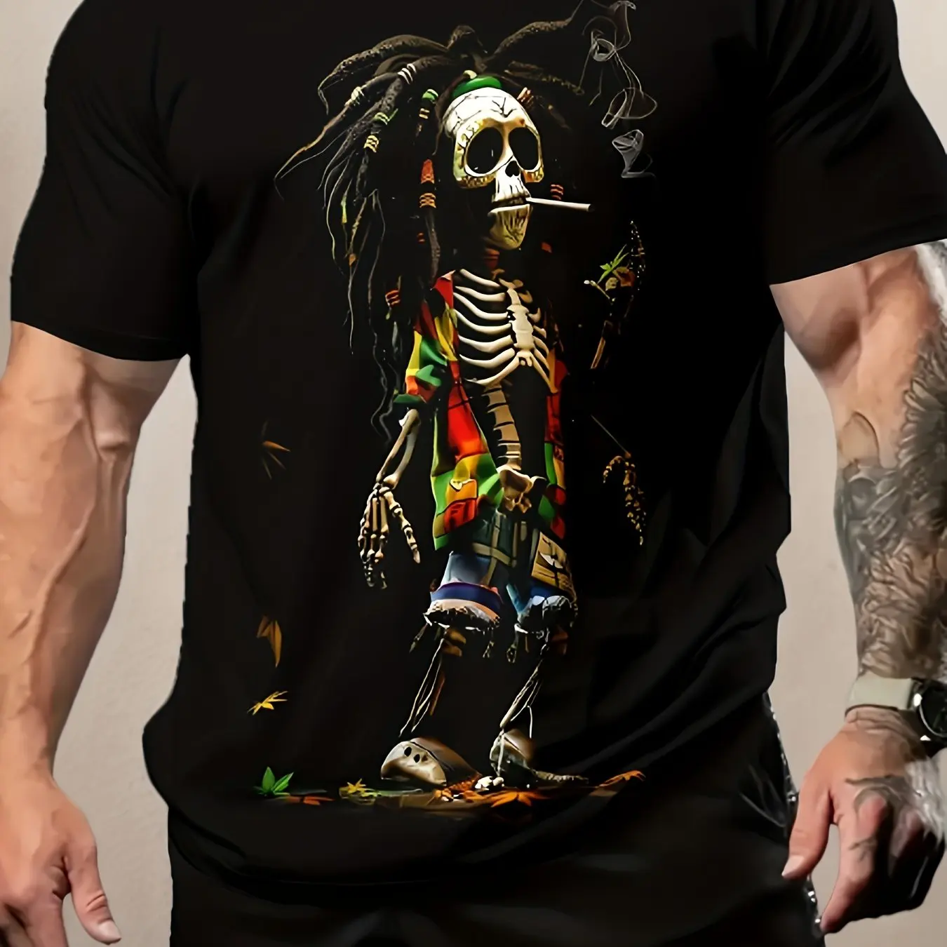 3D Skull Zombie Printed Men's T-shirt Leisure Fashion Horror Pattern Men Clothing Summer Daily Minimalist Style Short Sleeve Top