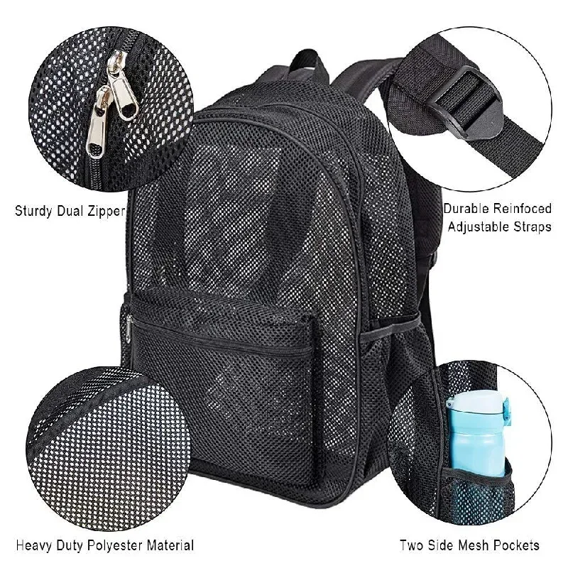 Simple Mesh Design Backpack, Outdoor Travel Beach Bag, Trendy Student School Bag Рюкзак С Экраном