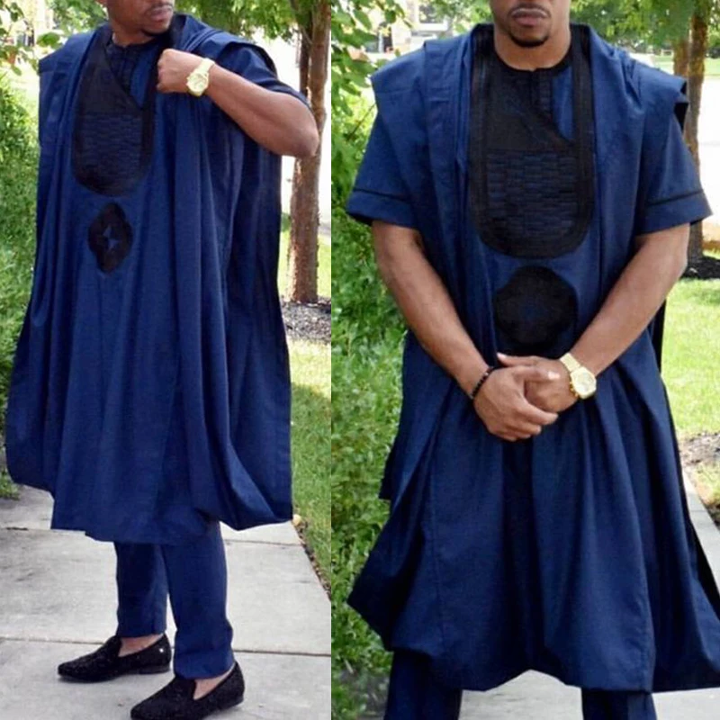 H&D African Men Clothing 3 Pieces Set Mens Dashiki Shirt Africa Agbada Outfit Clothes Dress Tops Pant Suits Children's Attire