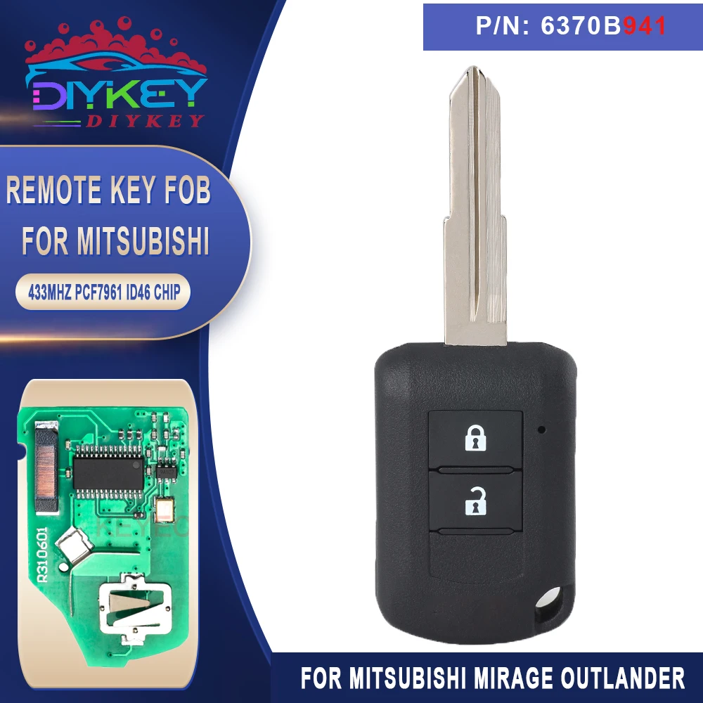 

Head Remote Key For Mitsubishi Mirage Outlander ASX Lancer 2016 2017 2018 2019 J166E PCF7941 ID46 433MHz P/N: 6370B941 6370B943