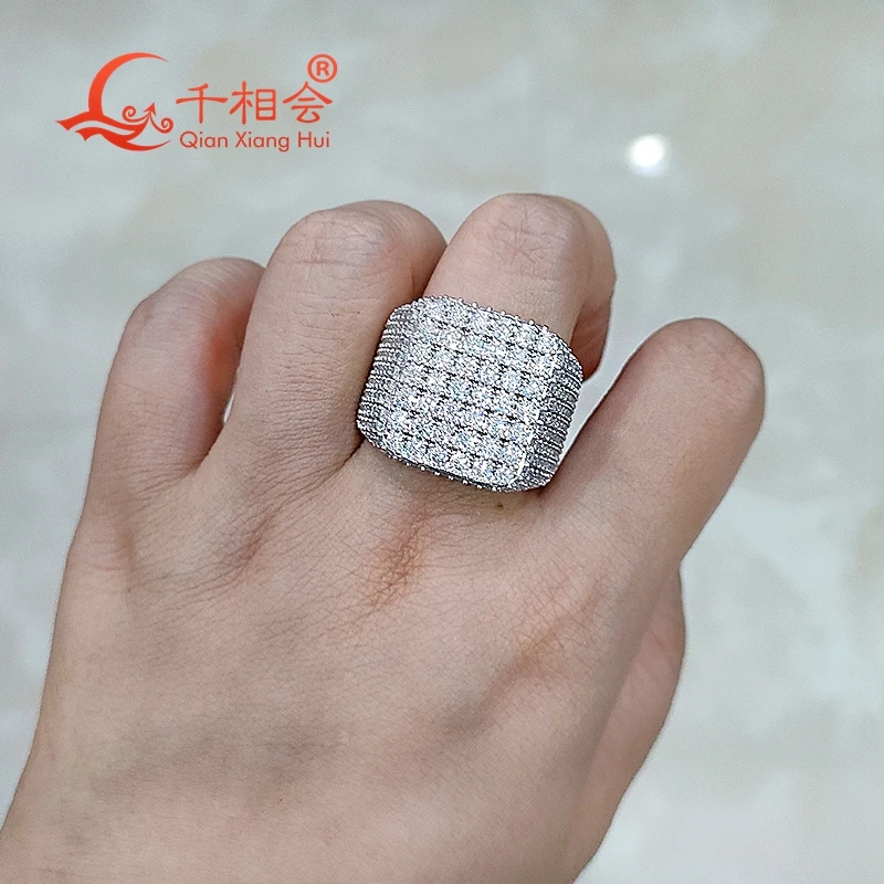 Imagem -02 - Moissanite Square Shape Ring para Homens e Mulheres Cor Prata Branco Full Melee Tamanho Grande Presente de Casamento Estilo Luxo S925 d 20 mm