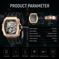 TSAR BOMBA Top Brand Automatic Mechanical Watch for Men Waterproof Stainless Steel Tonneau Wristwatch Luxury Mens Watch photo 6