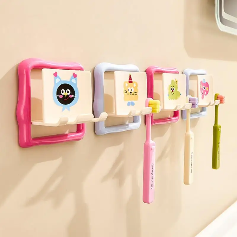 حامل فرشاة الأسنان المثبت على الحائط لا حاجة لكمة على طراز الدوبامين منظم الحمام كوب شفط كهربائي رف فرشاة الأسنان #2