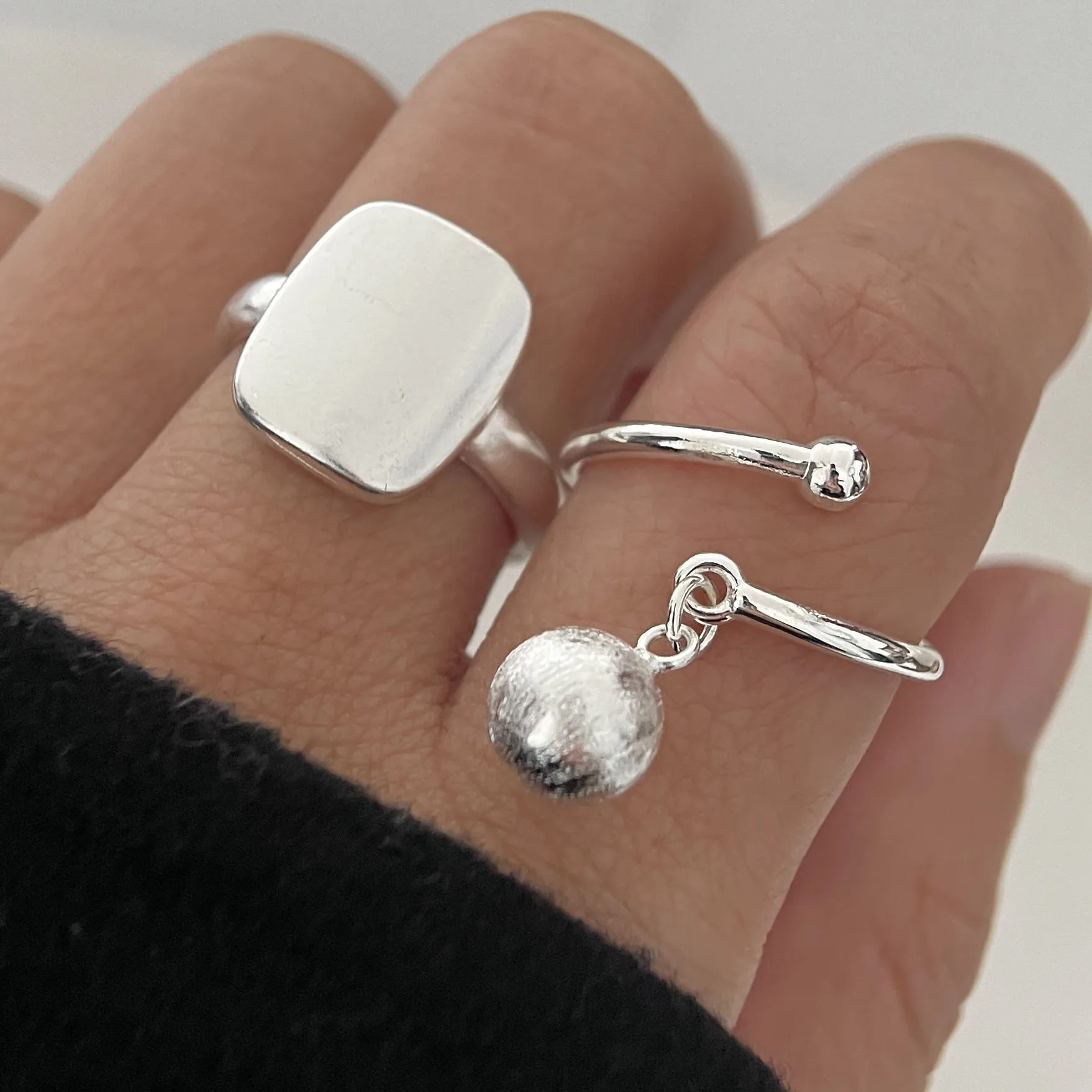 925 Sterling Silver Rings for Women Couple Minimalist Handmade Simple Interline Blue Ring Party Jewelry Gift Prevent Allergy
