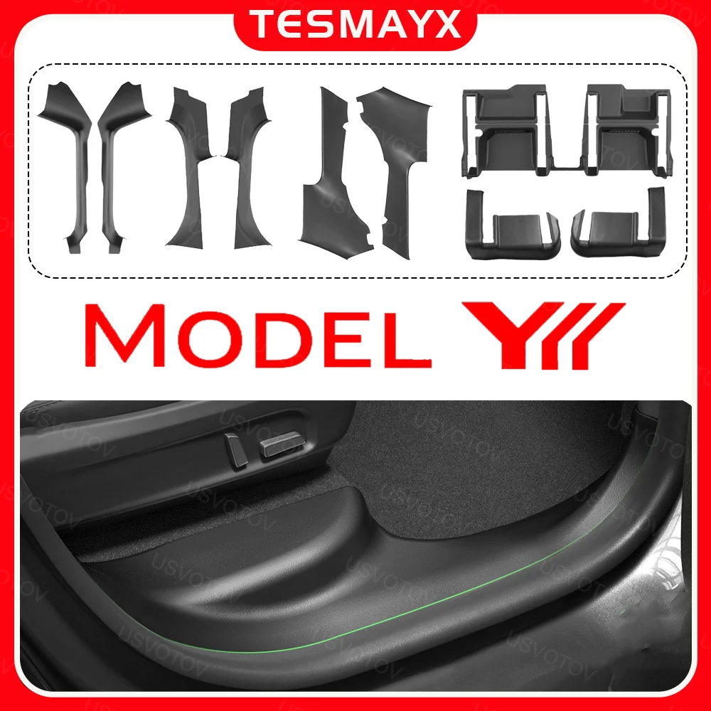 Door Sill Protector for Tesla Model YL Y L 2026 Accessories Anti-Kick Door Sill Guards Seat Slide Rail Pad Trunk Side Cover Mats