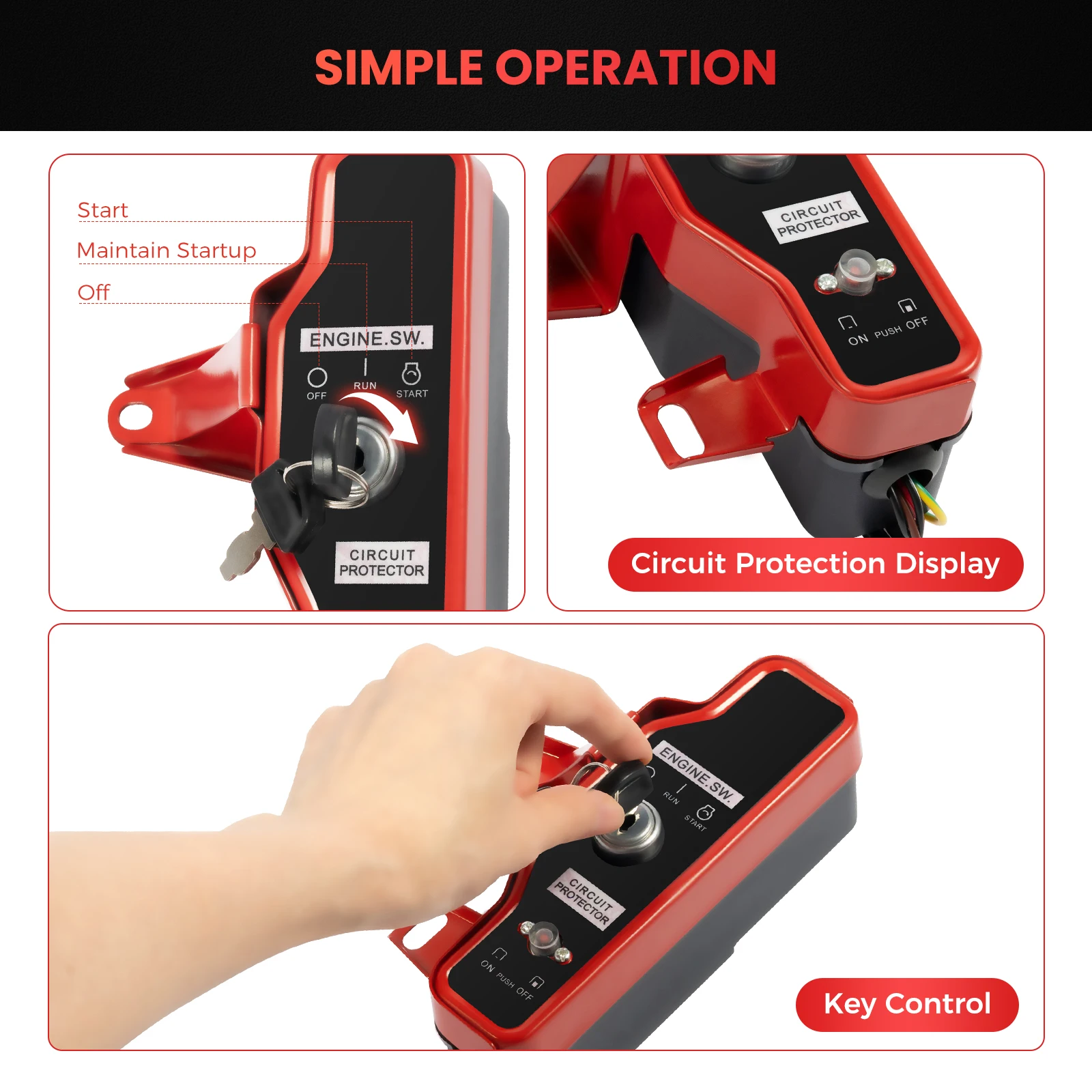 Flywheel Starter Motor Kit Aluminum Iron Copper 12V Silver Red Black Direct Replacement 17cm Flywheel Diameter