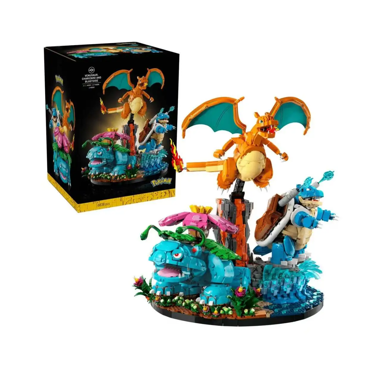 6838 PCS Assemble Building Blocks, Frog Fire Dragon Water Turtle Creature Model, Tabletop Decoration, Birthday Gift
