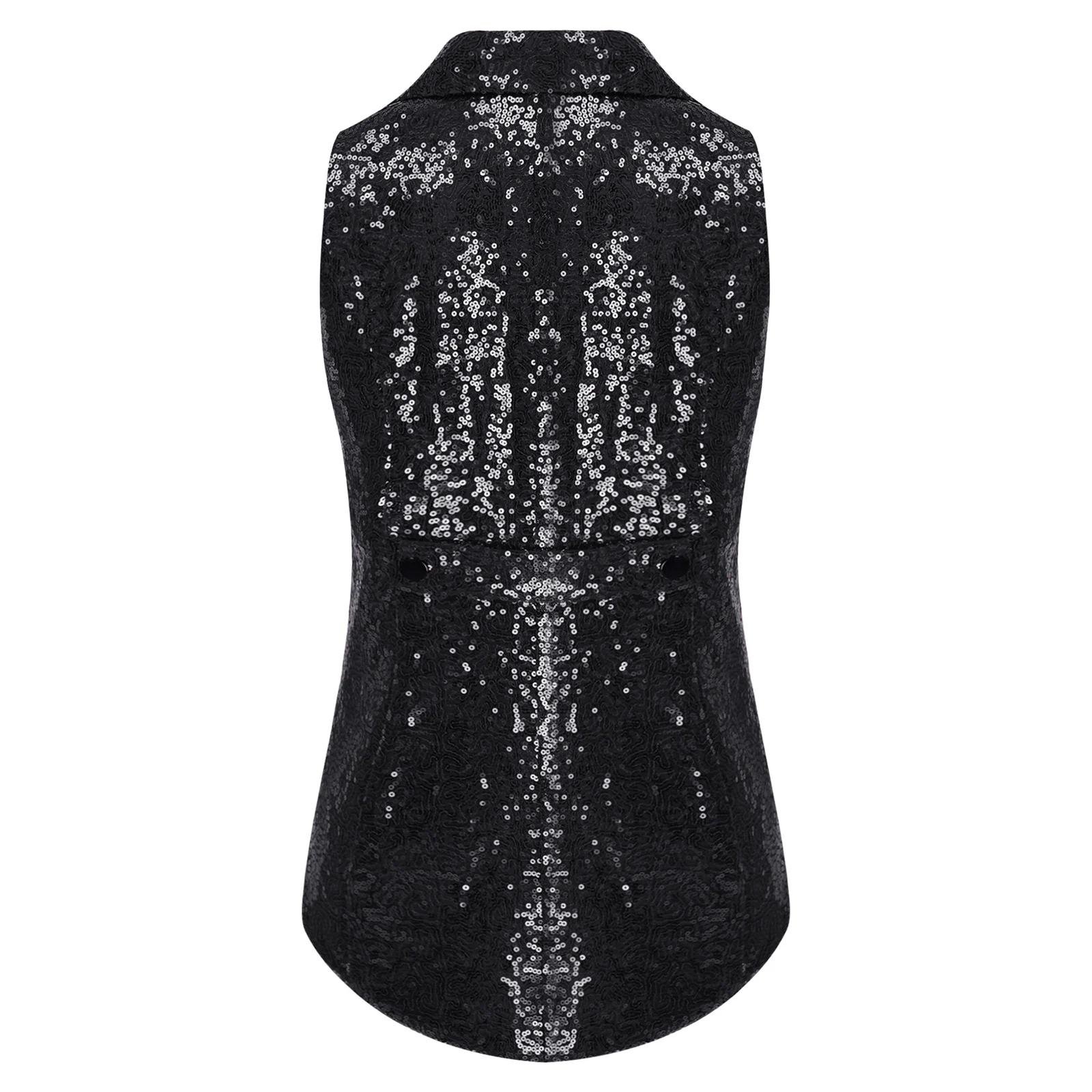 Children's Sleeveless Vest for Boys Kids Sequin Vest Sparkly Suits Waistcoats Formal Dress Wedding Party Costume Tailcoat