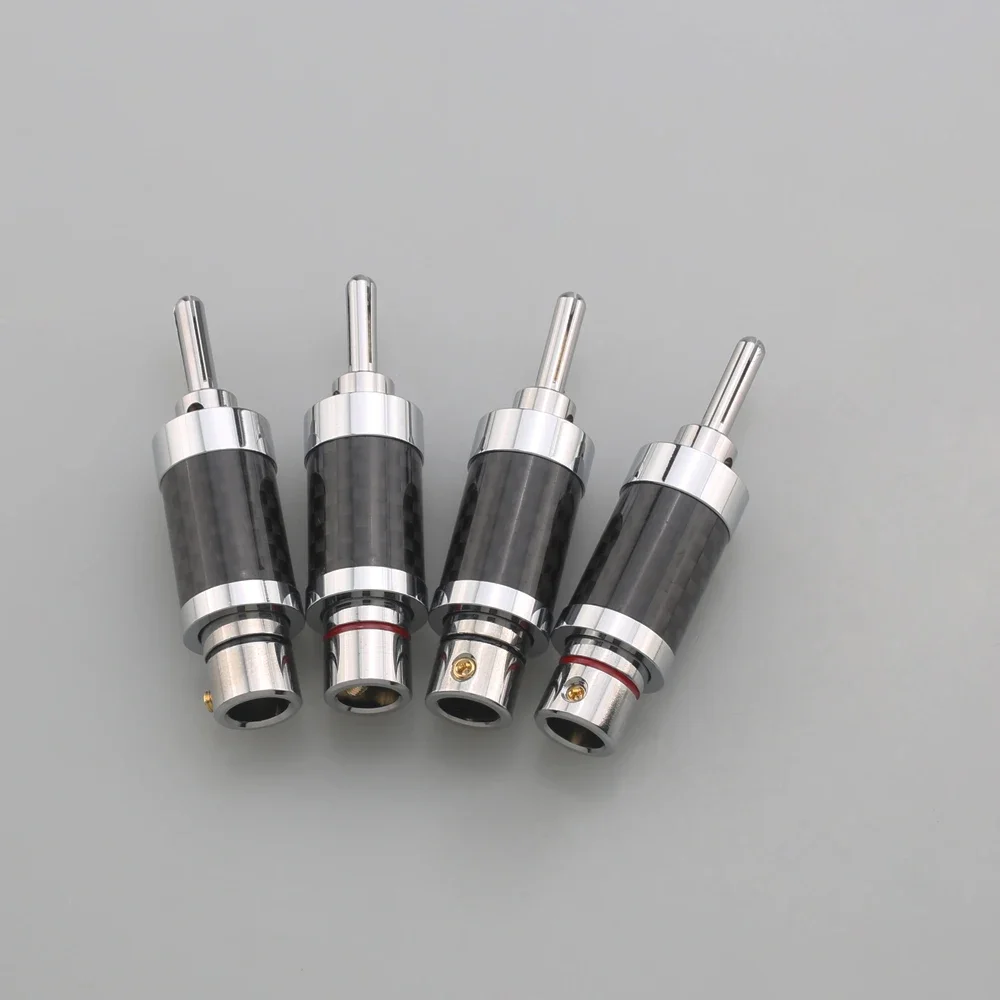 CF1564 4 قطعة مرحبا نهاية ألياف الكربون مكبر صوت كابل الموز موصل قابس HIFI كابل مكبر الصوت الموز موصل قفل المكونات