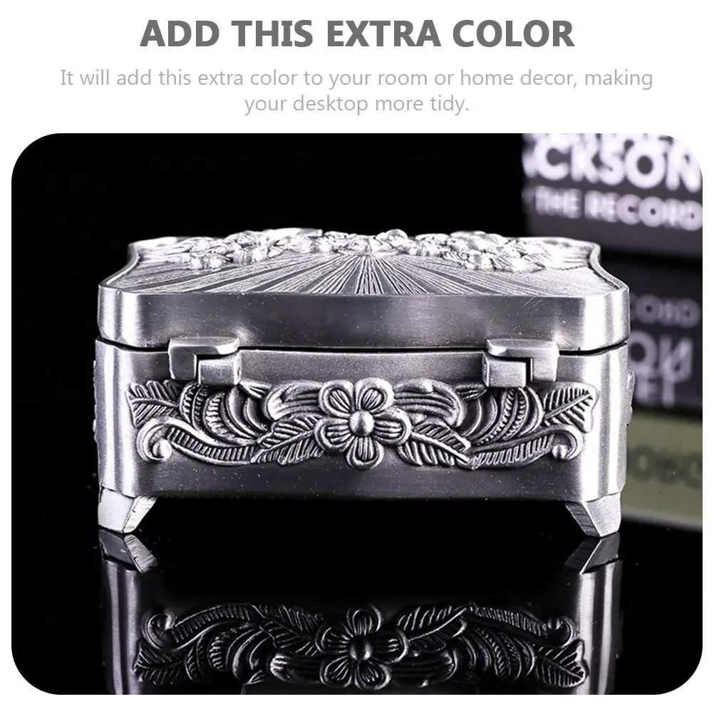 

Металлическая шкатулка для украшений в стиле ретро, маленькая шкатулка для хранения мелочей для женщин, элегантный настольный органайзер, подарочный футляр из цинкового сплава