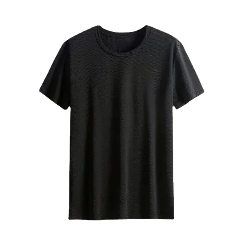 Men's Ice Silk Quick Dry Mesh T-shirt Summer Loose Sportswear Thin Breathable Short-sleeved Top Fitness Black Tops T-Shirts