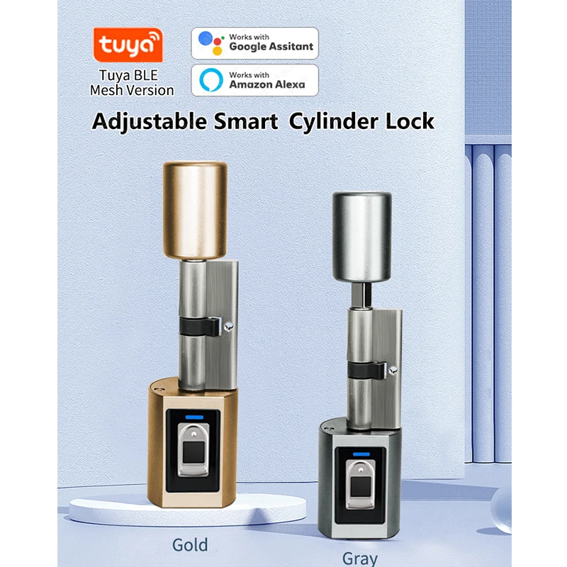 Tuya App Remote Control IP65 Waterproof Smart Europe Cylinder fingerprint unlock Electric Smart Door Lock  Airbnb