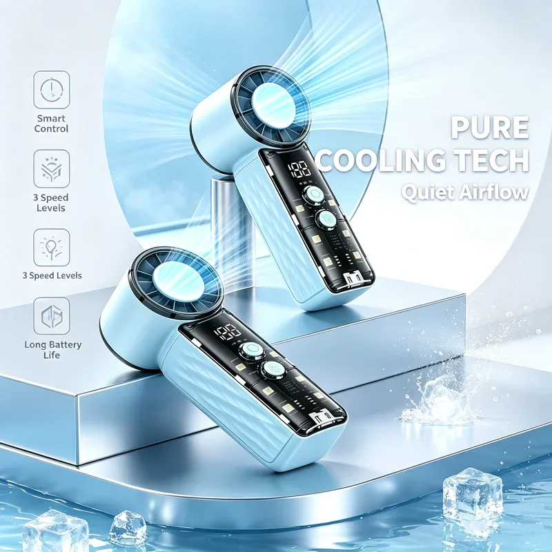 

Handheld Fan Semiconductor Refrigeration High-speed Handheld Electric Fan USB Portable Rechargeable Outdoor Small Fan