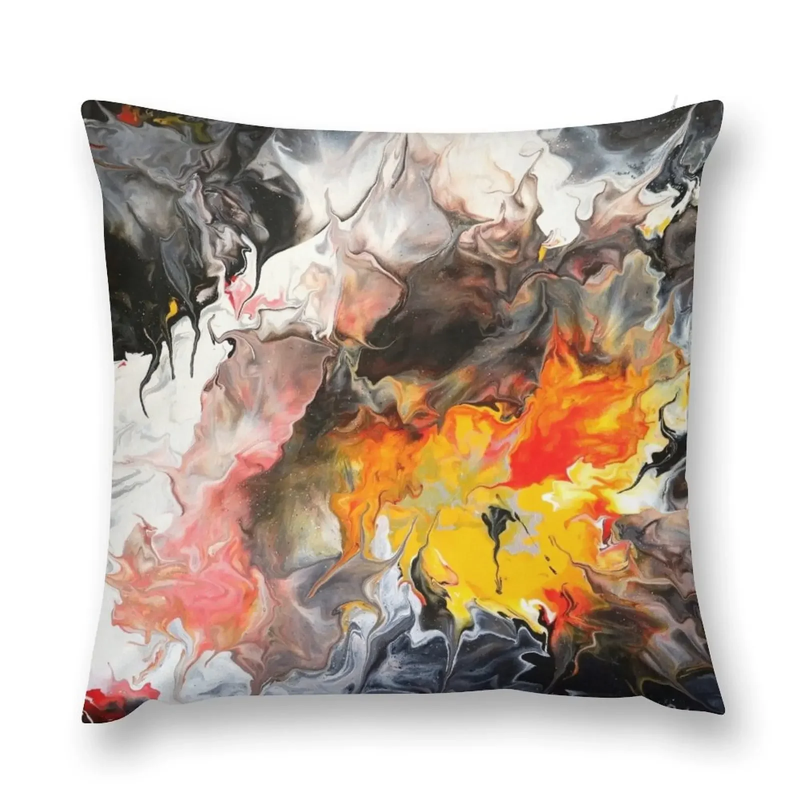 Heart of Gold, abstract art black, white, yellow, red, grey Throw Pillow Ornamental Pillow Cushions Cover pillow