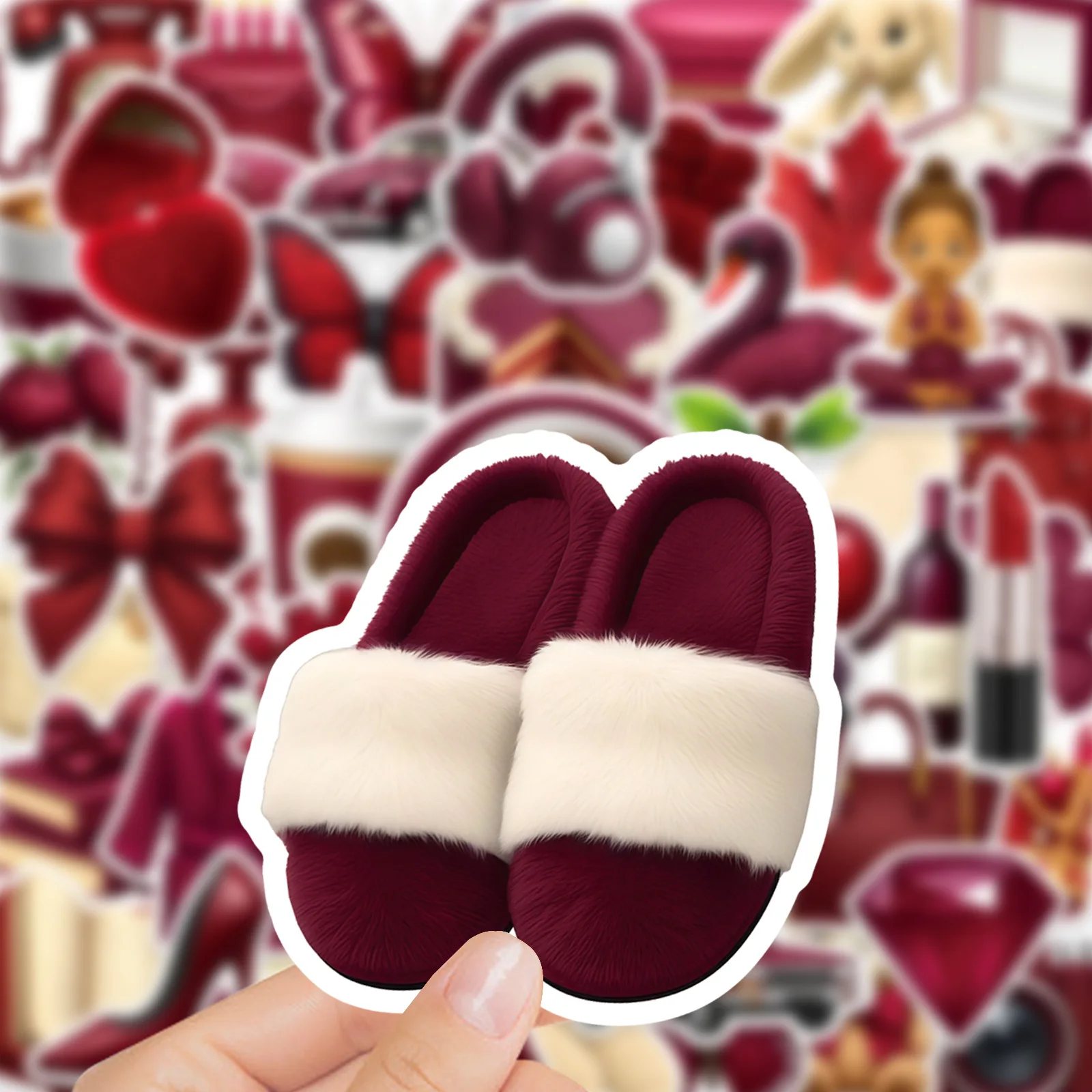 50 قطعة INS نمط الرجعية الأحمر الكرتون ملصقات فتاة الأشياء الكتابة على الجدران الديكور DIY بها بنفسك دفتر حقيبة الثلاجة الهاتف الشارات لعبة