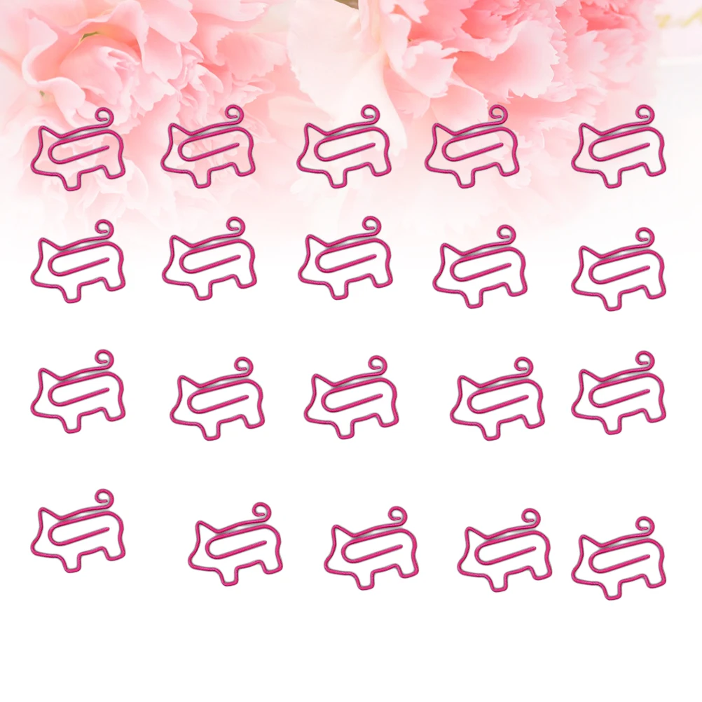 20pcs Pig Shape Creative Paper Clips Premium Metal Strong Clipping Force Bookmark Office Home School Use Rosy Fast Delivery