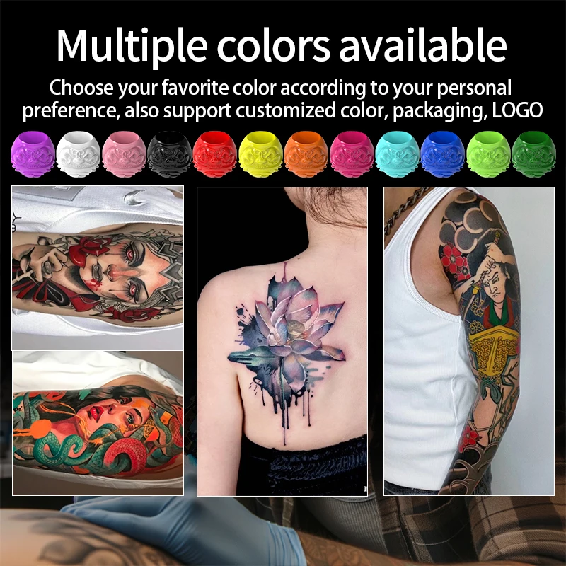200pcs Tattoo Ink Cup Multiple Colors Creative Paint Cups with Base Tattoo Accessories Makeup Tool for Tattoo Ink