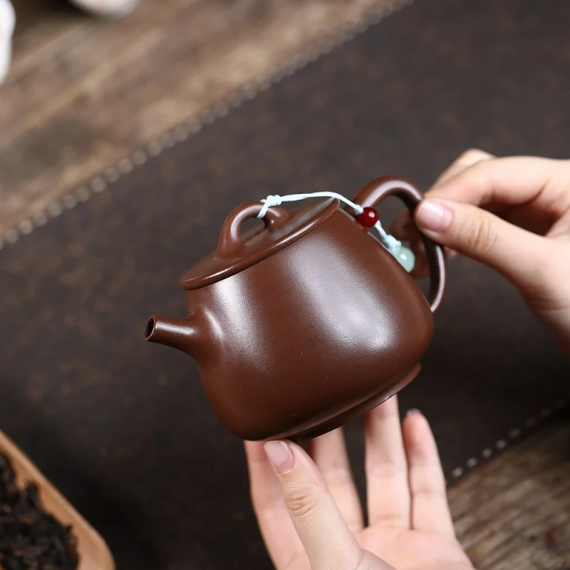 Zisha Gaoshipiao Teapot Raw Purple Clay Inner Ball Filter Handmade Kung Fu Tea Household Collectible Brewing Supply