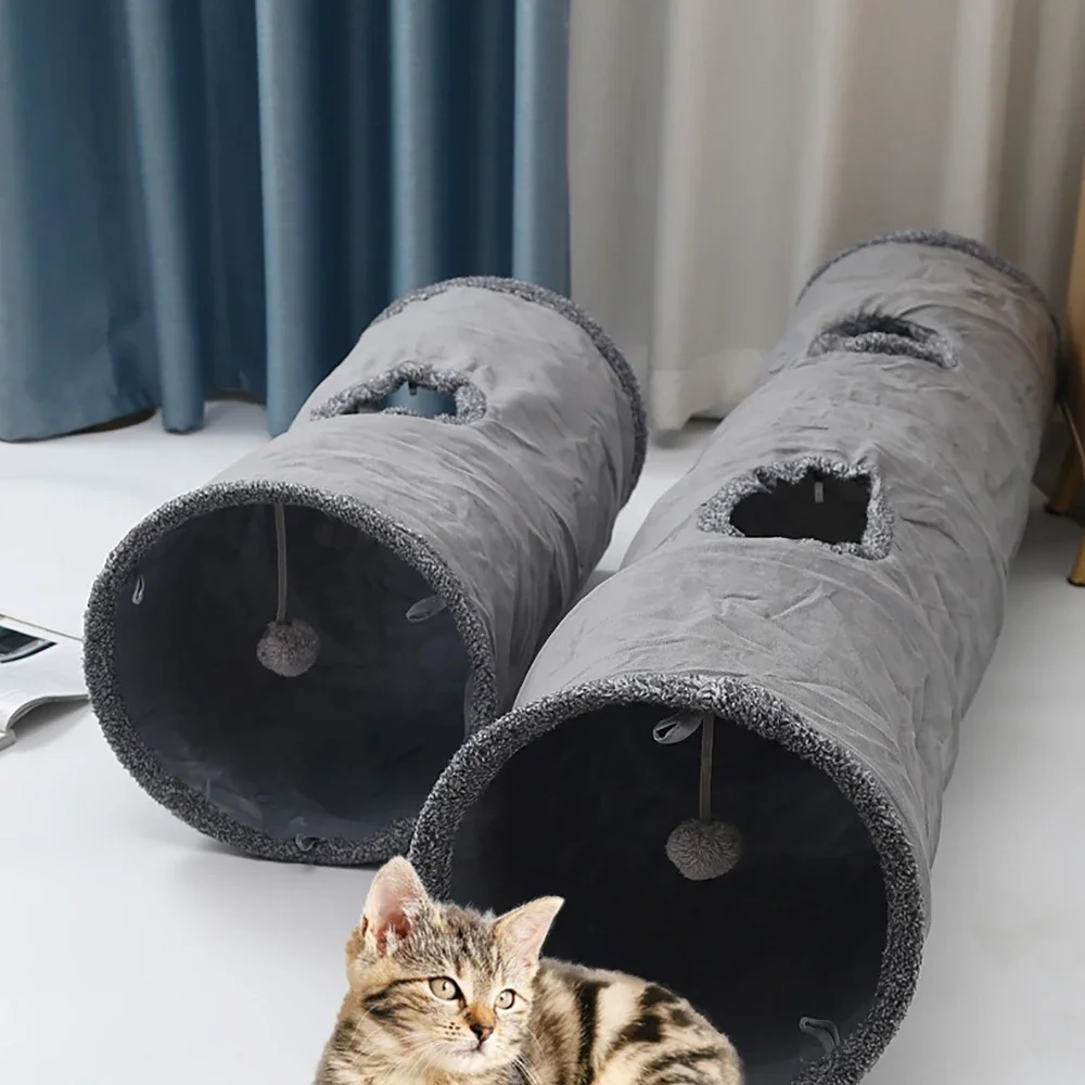 Madden Suede Velvet Cat Tunnel Multiple Openings Foldable Sleeping Bag Cat Interactive Drilling Toy Extra Large Space