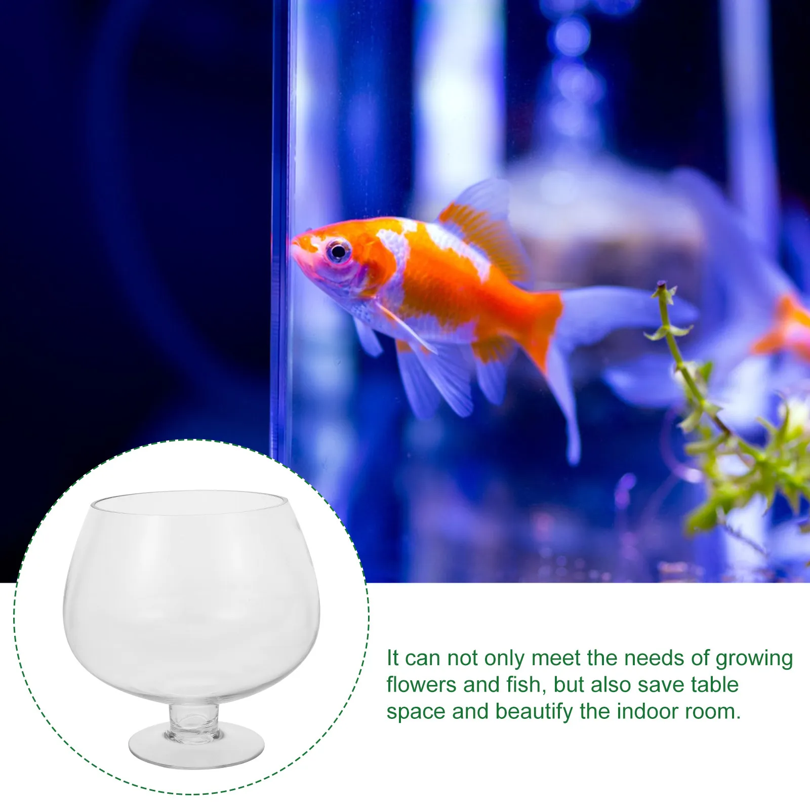 1000Ml Clear Glass Desktop Fish Bowl Aquarium for Betta Fish Goldfish Office Desk Hydroponic Vase Terrarium Water Lotus Planter