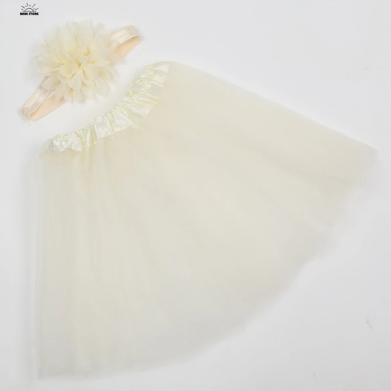 Infant Photograph Outfit Headband & Tulle Tutu Skirt Photo Studio Props Universal Baby Cosplay Costume Dress Shower Gift