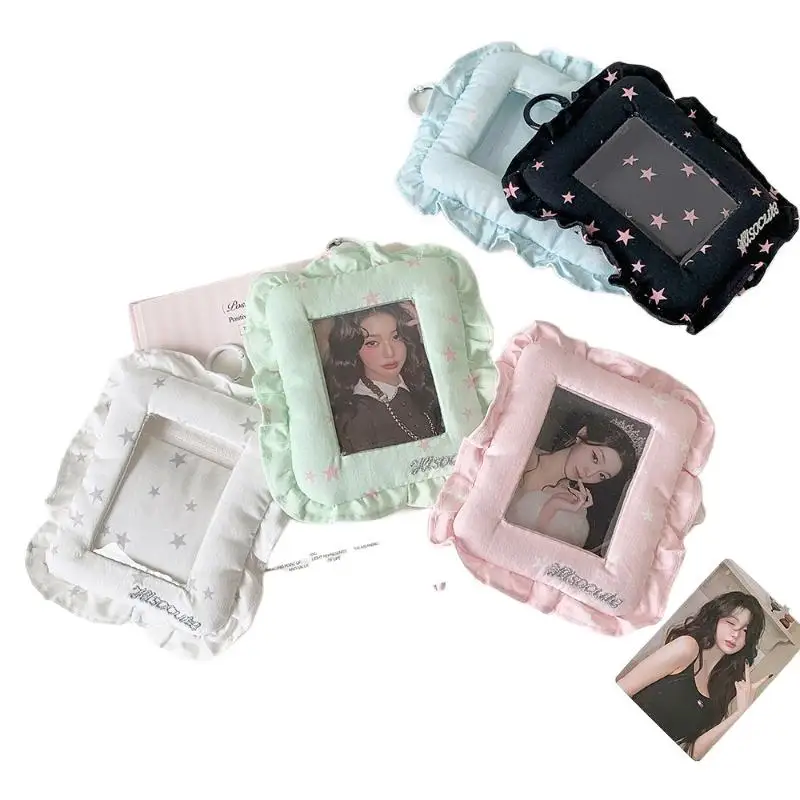 3 Zoll Kpop Fotokartenhalter Schlüsselanhänger INS Mode Niedlicher Star Stoff Puffy Idol Fotoaufbewahrung Anhänger für Fans – Detail 4