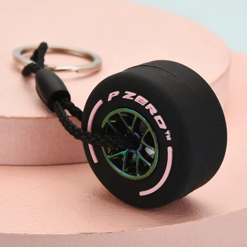 New Style Detachable Hub Tire Keychain Luxury Unisex Car Keychain Ring Mini F1 Racing Wheel Tire Keychain Luggage Key Charm