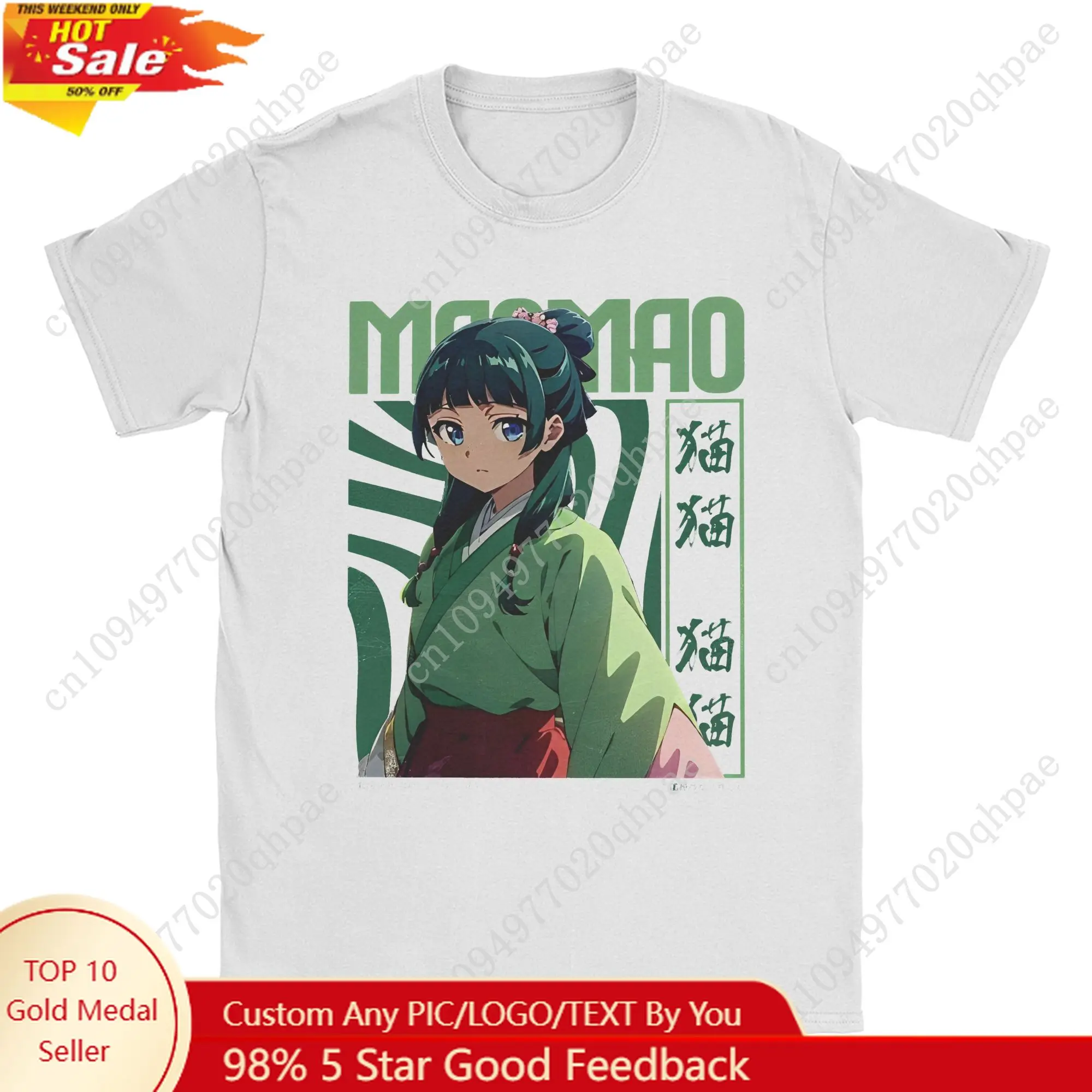 

The Apothecary Diaries Maomao Anime T Shirt for Men Pure Cotton Novelty T-Shirt Crew Neck Manga Tees Short Sleeve merch Gift