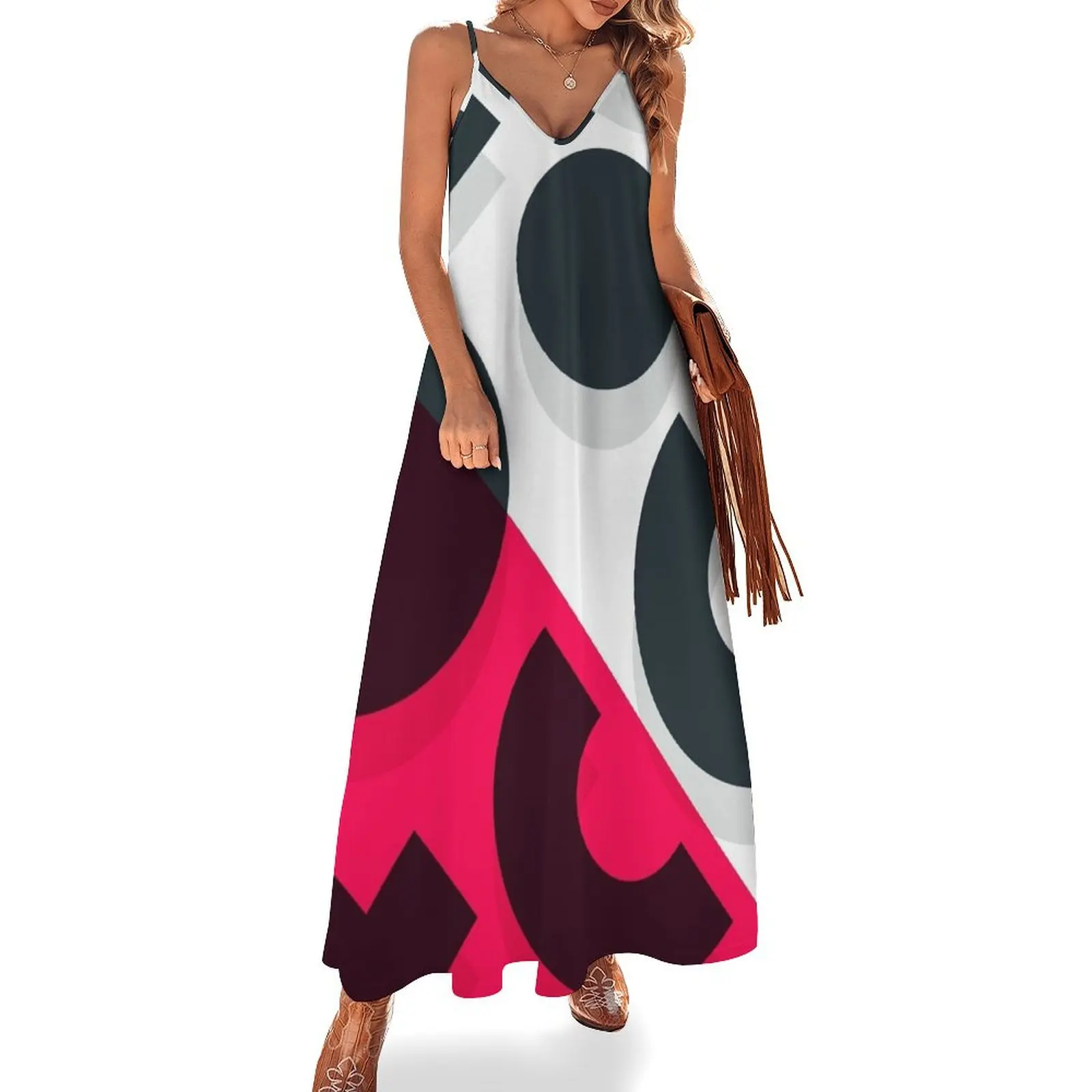 

Minimal Abstract Art Pattern Geometric Sleeveless Long Dress birthday dresses for women Women's summer skirt Dress