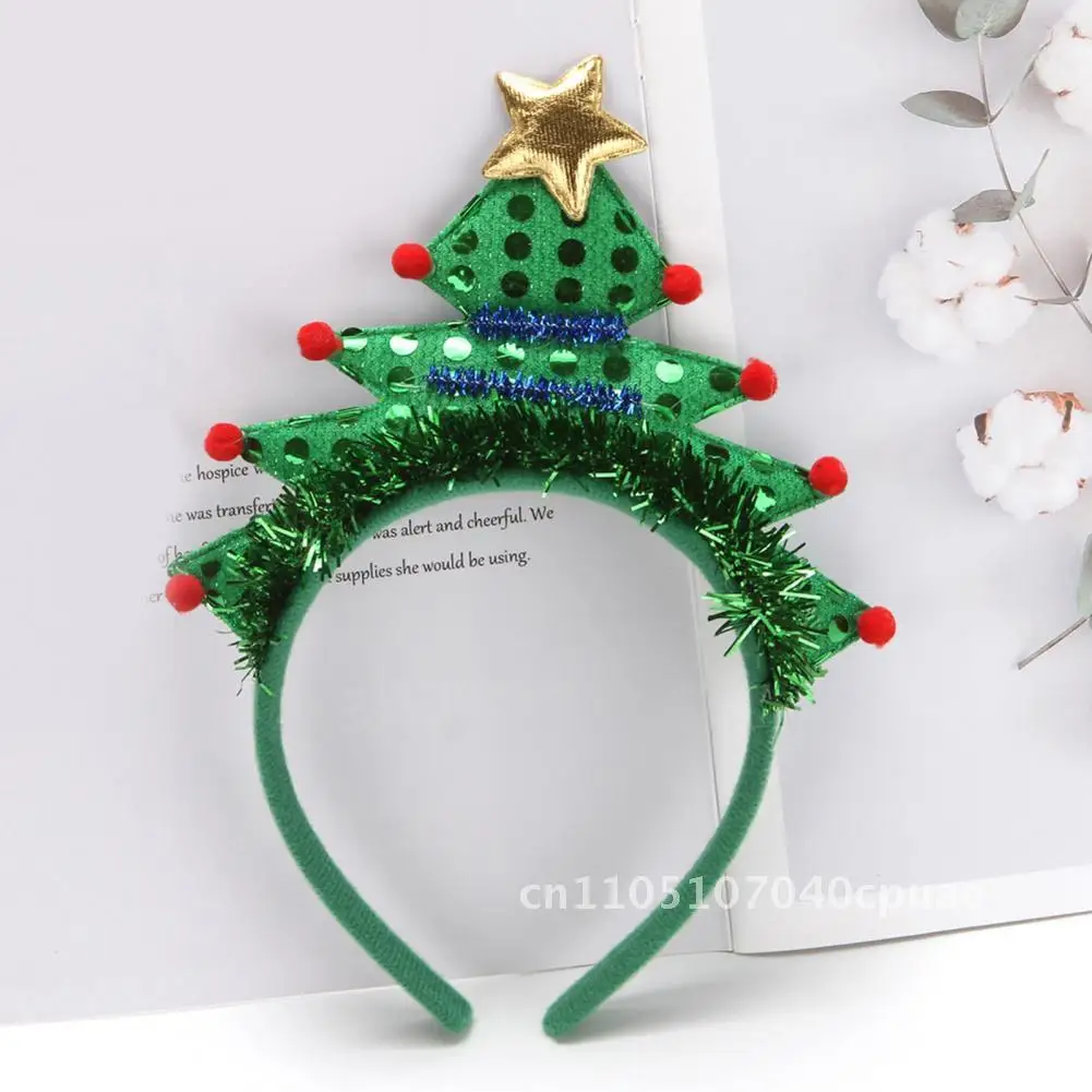 

Christmas tree headband hair band sequins Christmas tree shape performance props headdress costume hair band