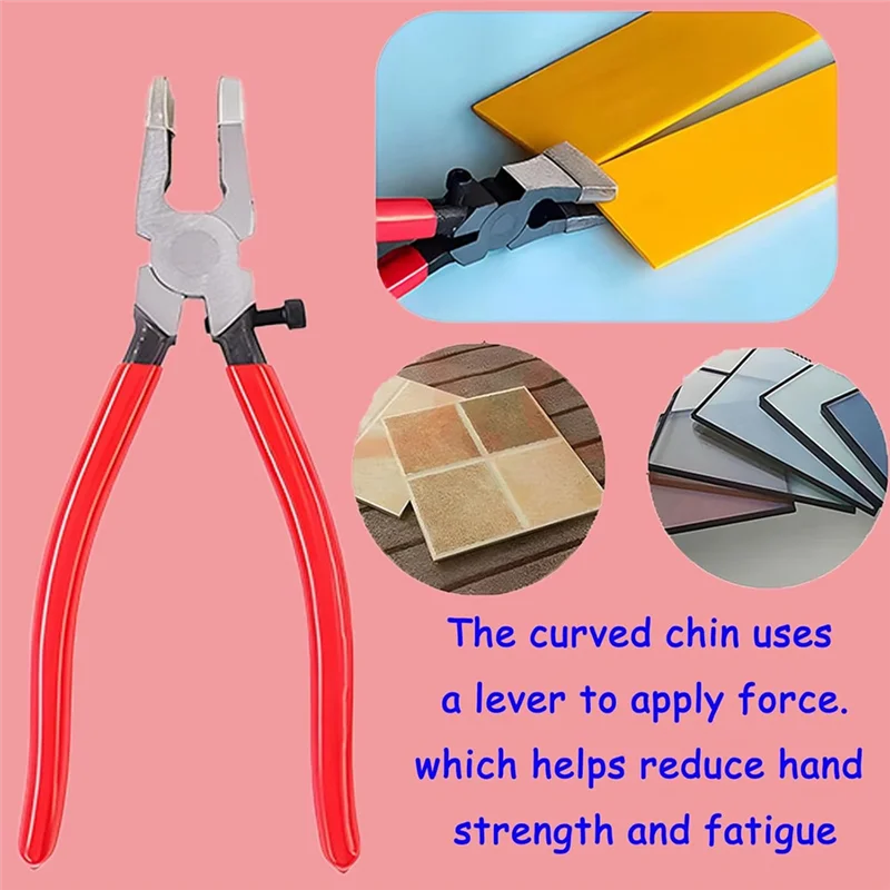 T19C Professional Glass Cutter Tool Set: 2 Pcs With Running Pliers, Curved Jaws & Breaking Pliers With Rubber Tips