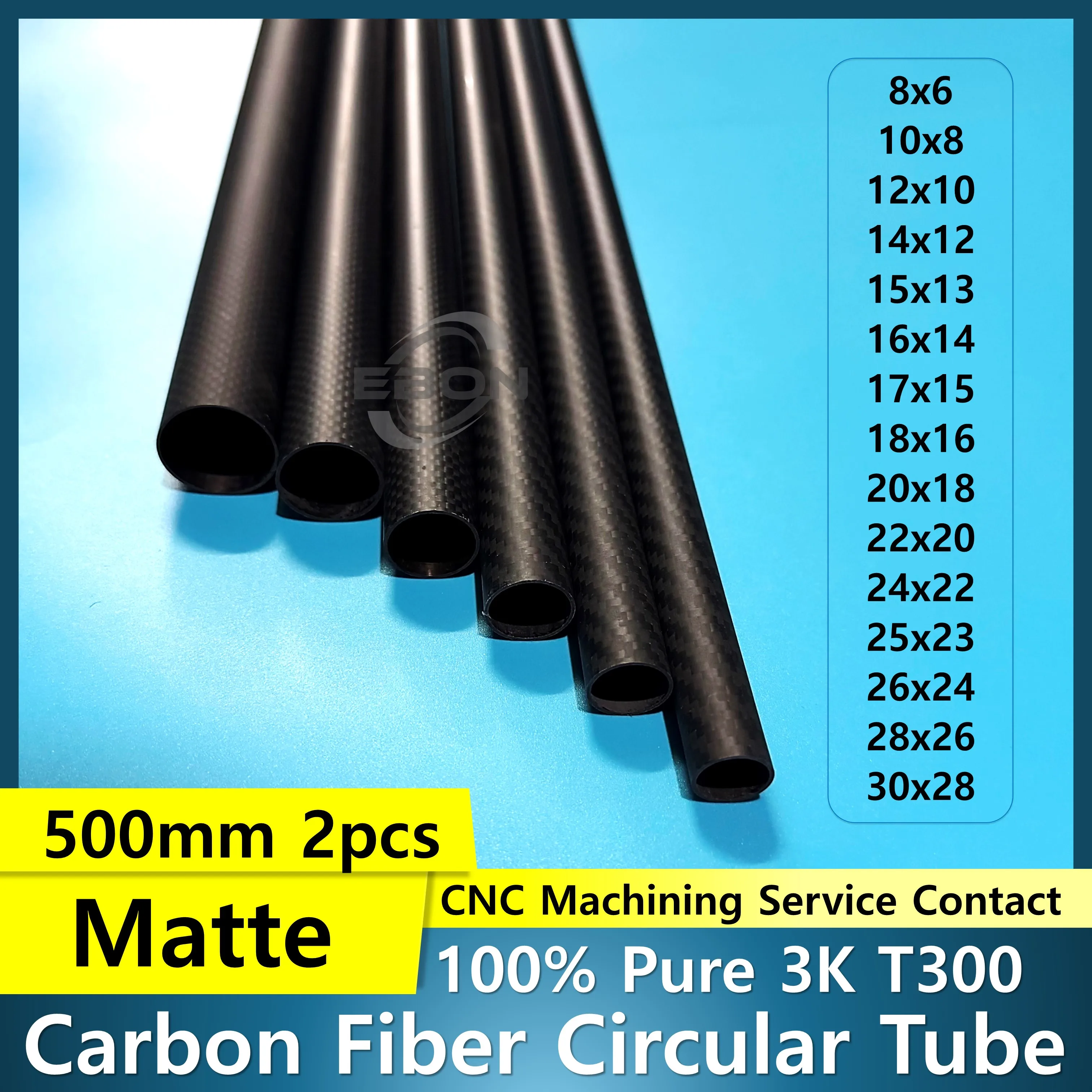 2pcs Length 500mm Carbon Fiber Tube High Composite Hardness Material 3K Twill Matte OD4-30mm Pipes For Plant Protection Aircraft