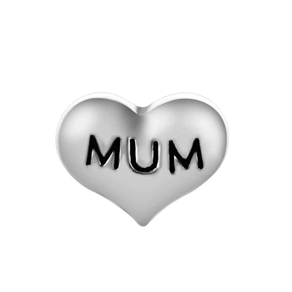 10pcs Heart Shape Mum Custom Floating Charms For Glass Locket