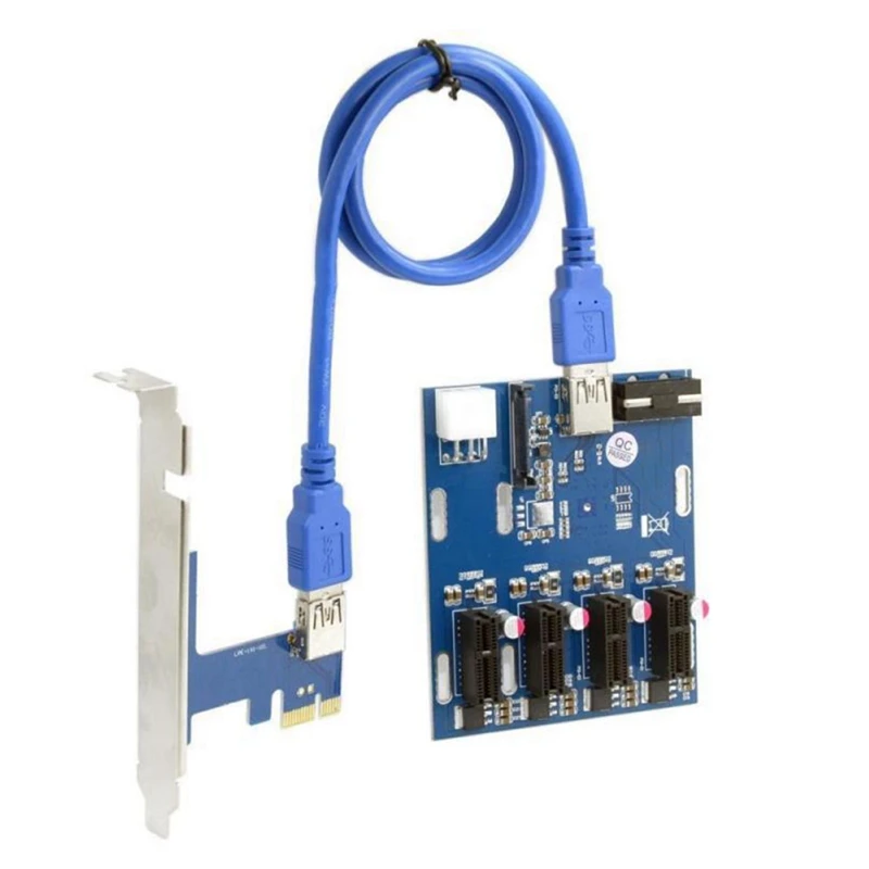 Agregar en tarjeta PCI-E 1 a 4 PCI Express Riser Card Mini ITX a adaptador de ranura PCI-E externo 4 tarjeta multiplicadora de puerto Pcie