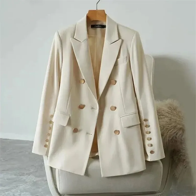 Blazer au Design Polyvalent pour Femme, à Double Boutonnage, Petites Vestes Imbibées, Mode Coréenne, Slim, Nouveauté Printemps Automne 2024