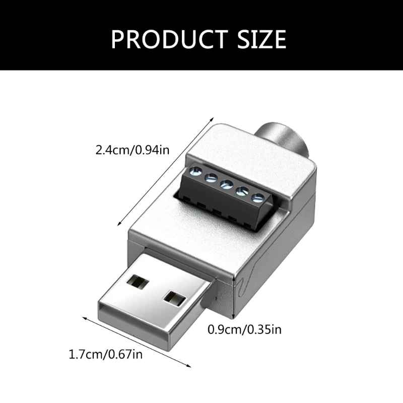 USB2.0 Solderless Adapter Metal Case USB 2.0 Male Terminal Block Data Connector USB Screw Terminal Board Plug