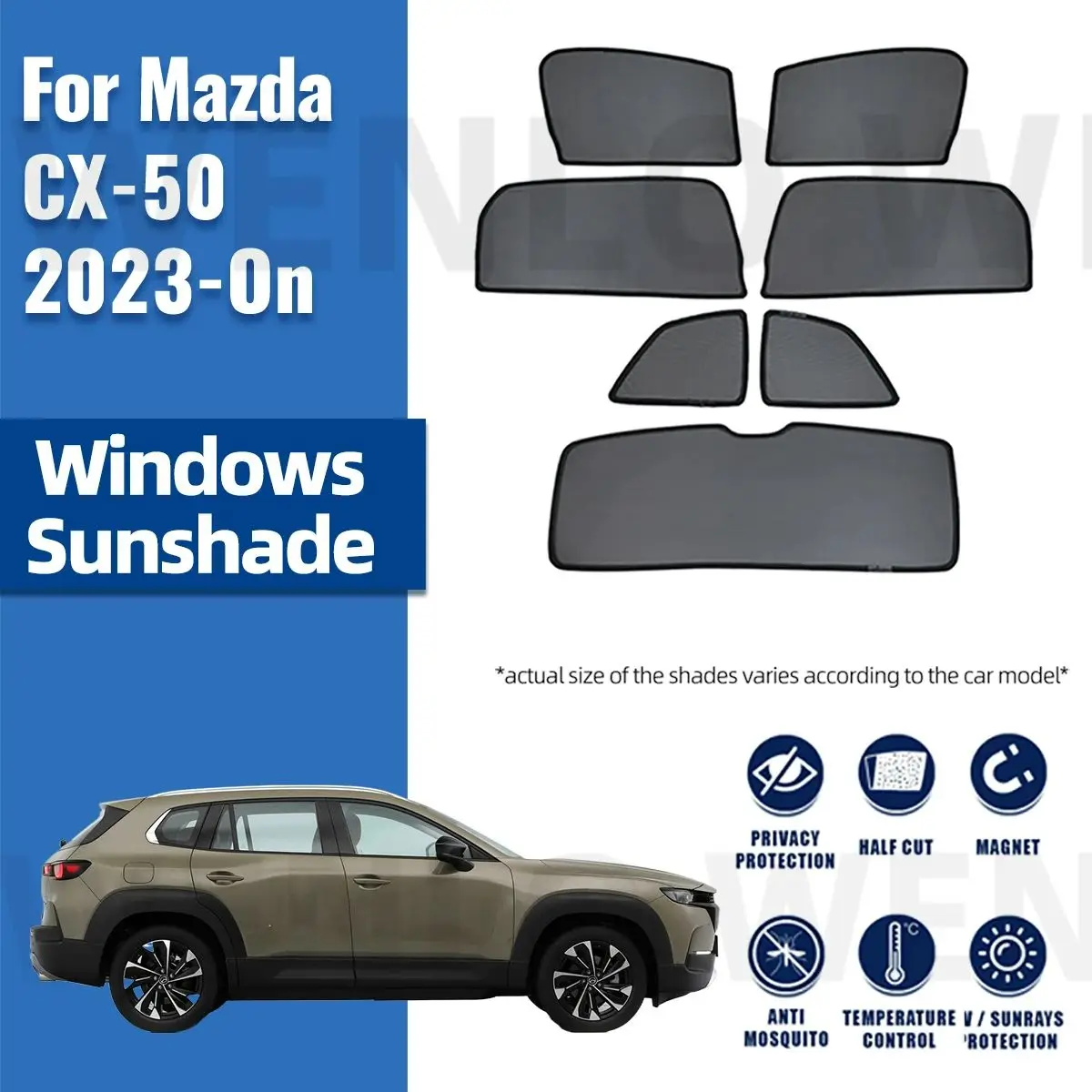 

For Mazda CX-50 CX50 2023 2024 Magnetic Car Sunshades Front Rear Windshield Blind Curtain Baby Side Window Sun Shade Visor