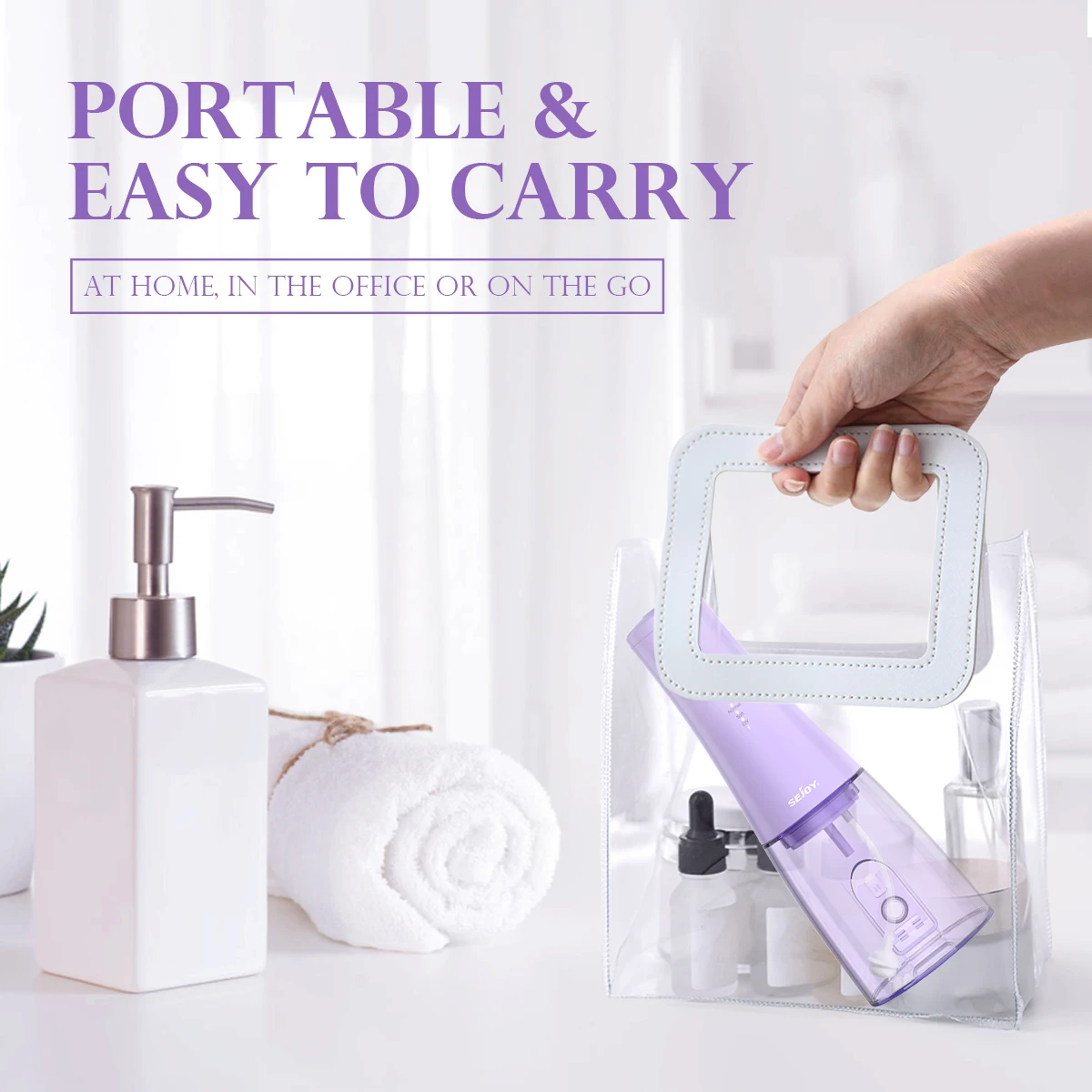 SEjOY Dental Oral lrrigator UsBRechargeable Teeth cleaner PortableDental Water Flosser 3 Modes IPX7Mouth washing Machine 350ml