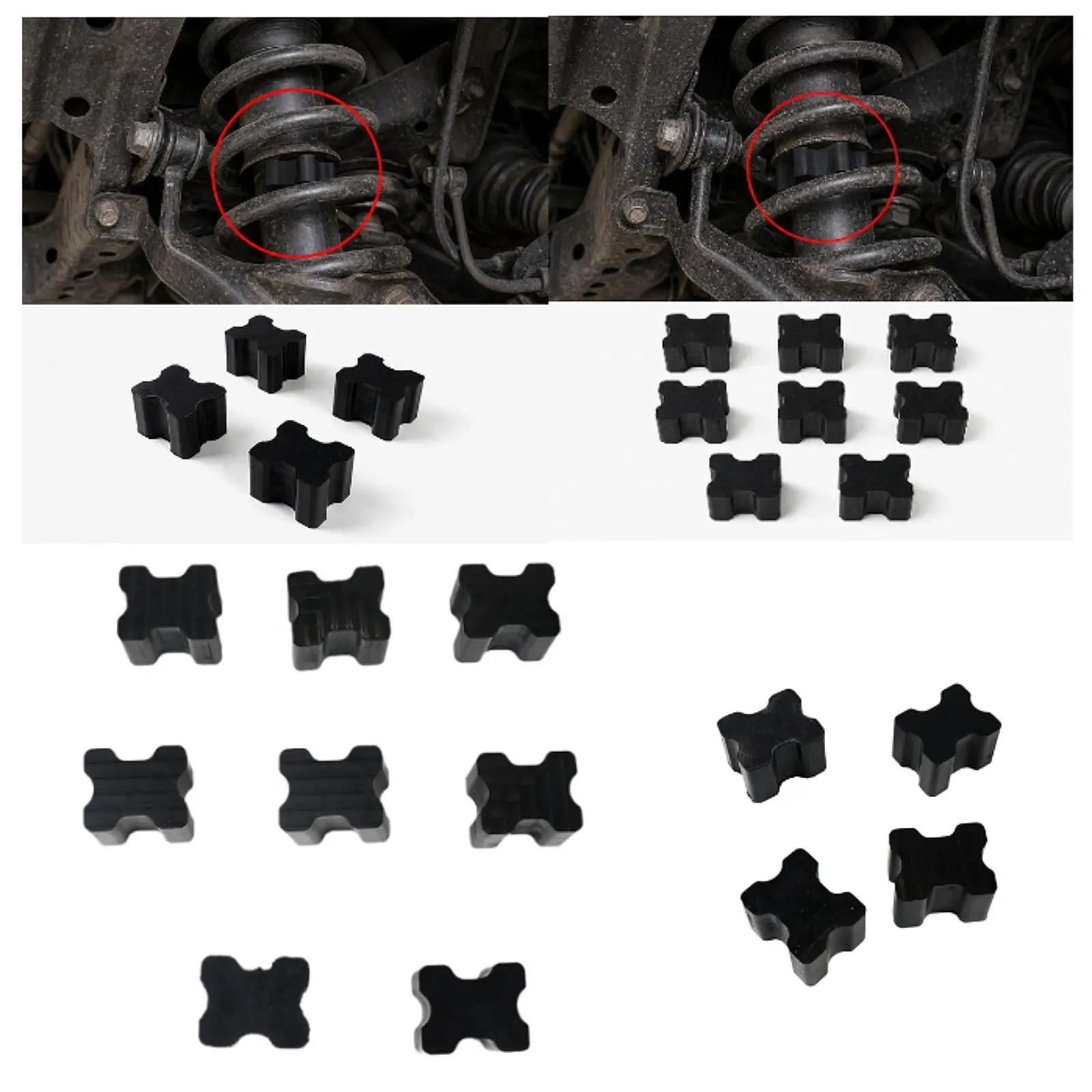 Heavy Duty Rubber Coil Spring Spacers Lift Blocks 1 to 1.5 Inch Shock Absorption Pads for Passenger Cars