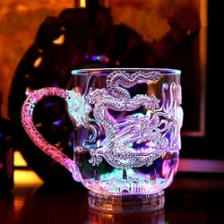 Creative pour water lights up cup dragon pattern coffee mugs beer juice drinking cups